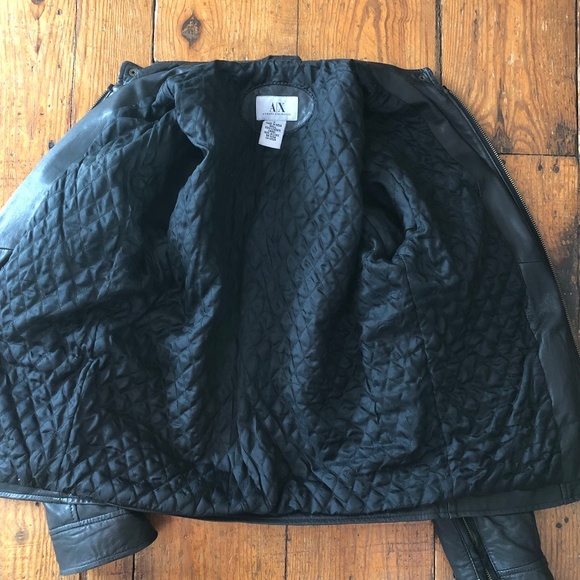AX Armani Soft Leather Moto Cafe Jacket sz Small - Picture 12 of 13